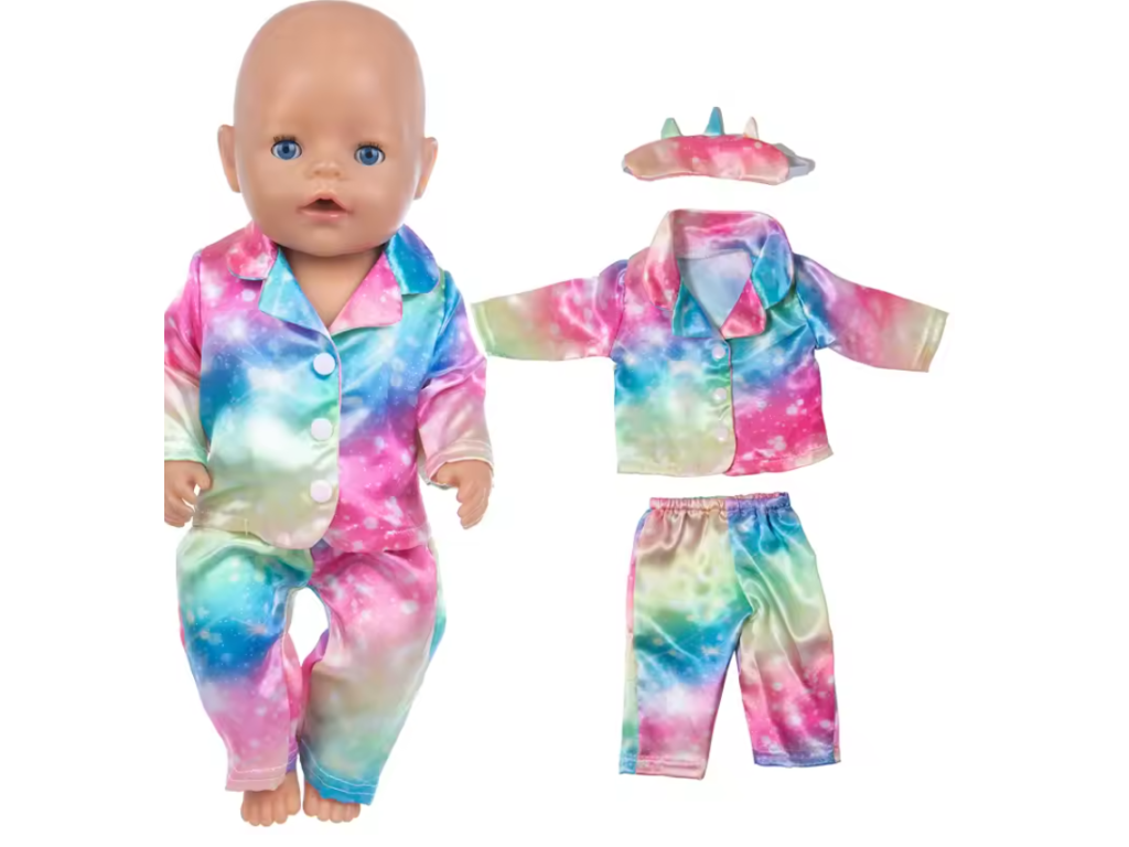 duhové pyžamko pro baby born